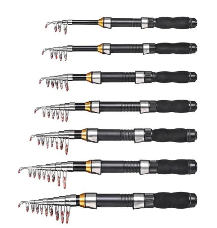 Black  Mini Glass Fiber Telescopic Sea Fishing Pole Portable Hand Fishing Tackle Spinning Rod