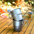 Ultralight Titanium Cup Camping Water Cup Mug Outdoor Camping Accessories Picnic Water Cup Mug with Foldable Handle