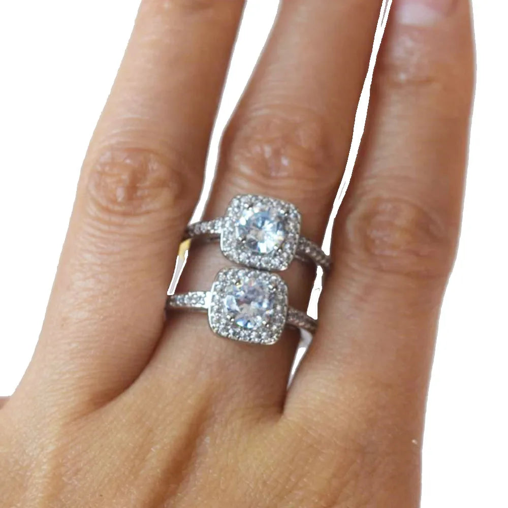 Wholesale Fashion Copper Alloy Zircon Bead Wedding Party Shiny Glitter Finger Ring Jewelry Women China Manufacturer Supplier