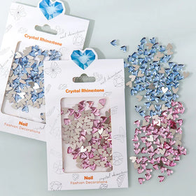 6mm V-Heart Shape Boutique Flat Bottom Nail Art Glitter Stone Rhinestones Glass Crystal for 3D Nail Decoration