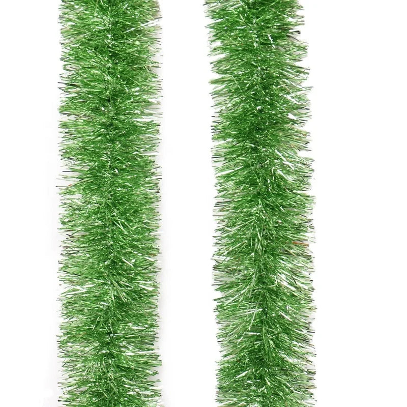 SY XMAS 270CM PET Indoor Christmas Tree Decoration Shiny Apple Green Assorted Size Tinsel Garland