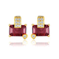 Unique Luxury Vintage 925 Silver Gemstone Jewelry Red Earrings Gold Plated Cubic Zircon Stud Earring for Women Wedding Gift