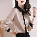 Women's Loose Button Solid Long Sleeve Blouse Top Spring Summer Office Design Breathable 609#