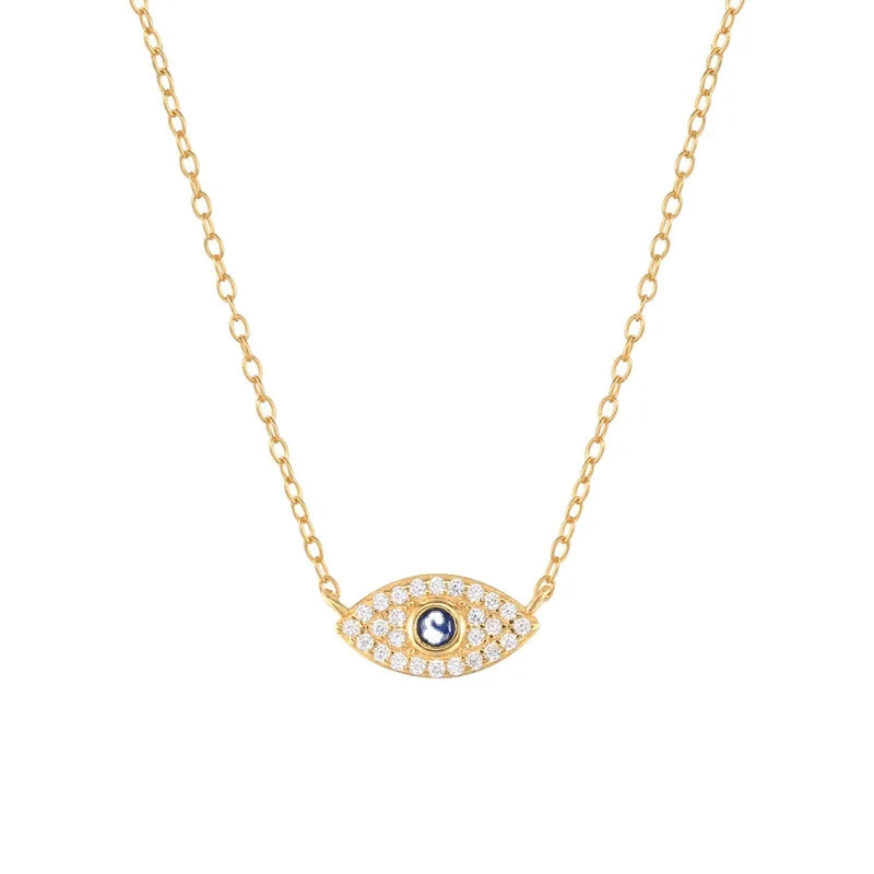 925 Sterling Silver Dainty Elegant CZ Zirconia Pendant Necklace Mini Dainty Eye Pendant Necklace
