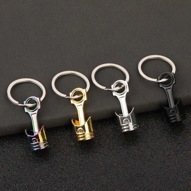 Wholesale Customizable 3D Alloy Piston Engine Keychain Carabiner with Personalized Logo Promotional Metal Car Piston Keychains