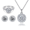 Classic Jewelry Set 925 Sterling Silver Women Round Shaped Rhodium Plated Jewelry Sets