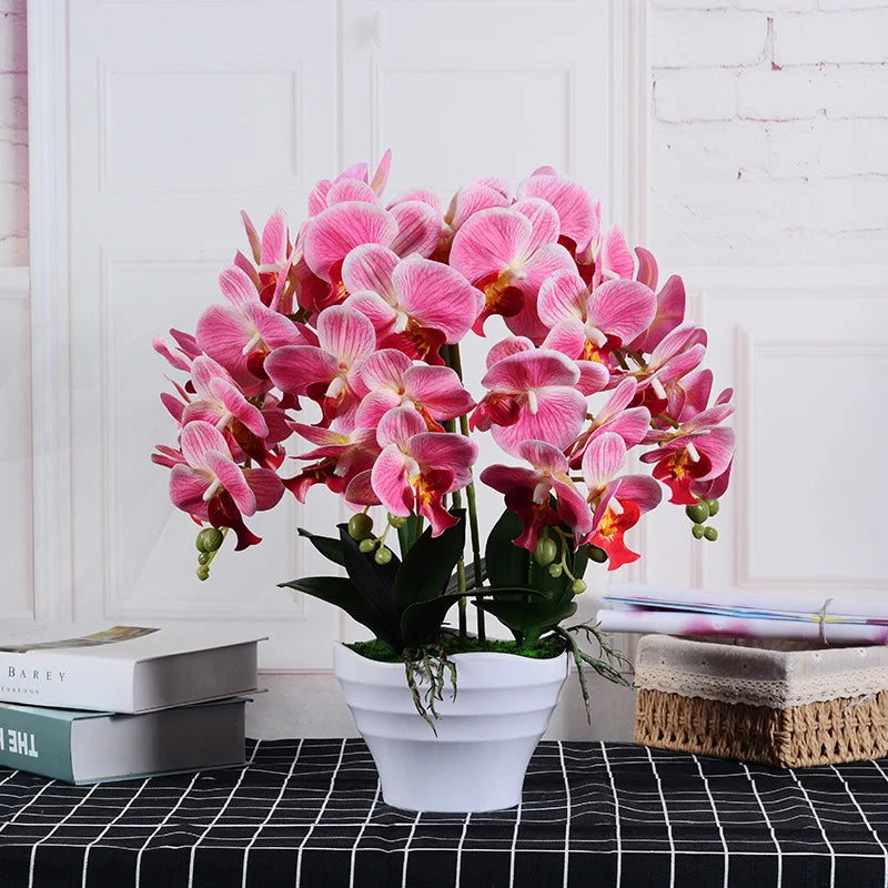 Elegant Real Touch Orchid Bonsai Set 5pcs 7 Heads 3D Printed for Wedding Hotel Decor Graduation Easter Artificial Flowers