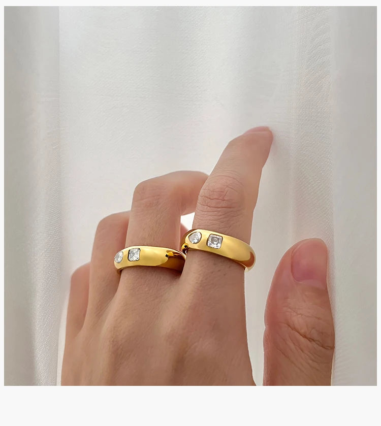 Craft Wolf Wholesale Factory Price High Polishing Fashion Design Stainless Steel Finger Ring Micro Pave Zircon