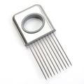 Stainless Steel Onion Slicer Holder With 10 Even Prong Easy Hold Tomato Potato Vegetable to Cut Silver Color