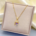 Gold Plated Charm Pendant Titanium Stainless Steel Delicate Diamond Magic Cube Dolphin Pendant Necklace Jewelry for Women