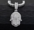 Real U Jewelry 925 Sterling Silver Iced VVS Moissanite Diamond Hand Fatima Pendant Necklace for Men Premium Moissanite Necklaces