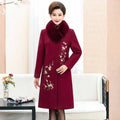 XL-5XL Autumn and Winter Woolen Coats Long Style Cotton Thickened Winter Women's Clothing Ethnic Style Embroidered Jacket