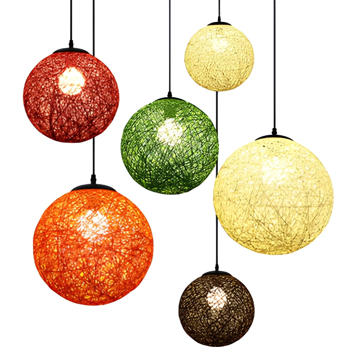 Nordic Industrial Creative Modern Bird Nest Hemp Ball Chandelier Single Head Rattan Lamp Warm White Restaurant Bar Pendant