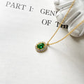 Dubai Saudi Gold Jewellery 925 Sterling Silver Emerald CZ Necklace