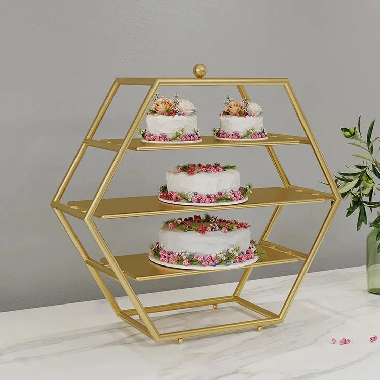 European Multi-layer Metal Gold Long-lasting Cake Pastry Rack Fruit Tea Dessert Stand Wedding Home Party Decoration 17*54*52cm