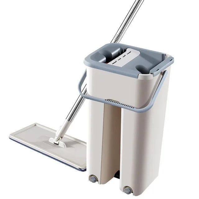 360 Spin Home Kitchen Cleaner Bucket Cloth Squeeze Cleaning Bathroom Microfiber Squeeze Floor Mop Flat Floor Mop and Bucket Set