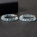 RZ0003 Abiding Jewelry 5mm Round Natural Sky Blue Topaz Gemstone Initial Solid 925 Sterling Silver Round Huggie Hoop Earrings