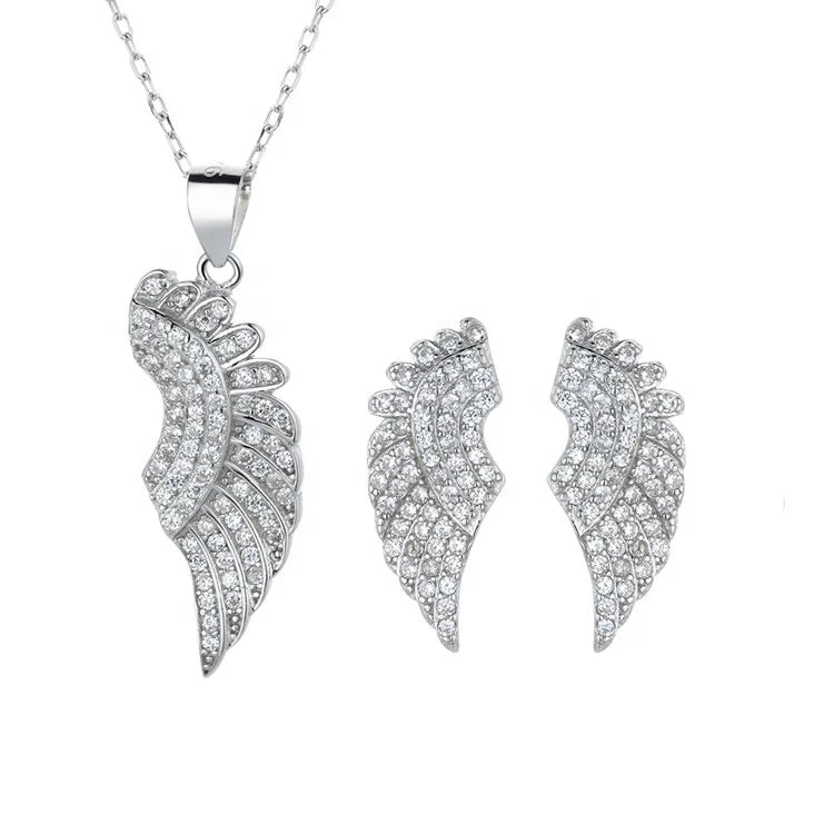Sterling Silver 925 Luxury Wing Design Jewelry Set for Women Party Jewelry