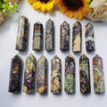 Custom Polished Natural Gemstone Crystal Tower Healing Fluorite Root Point for Home Decorations