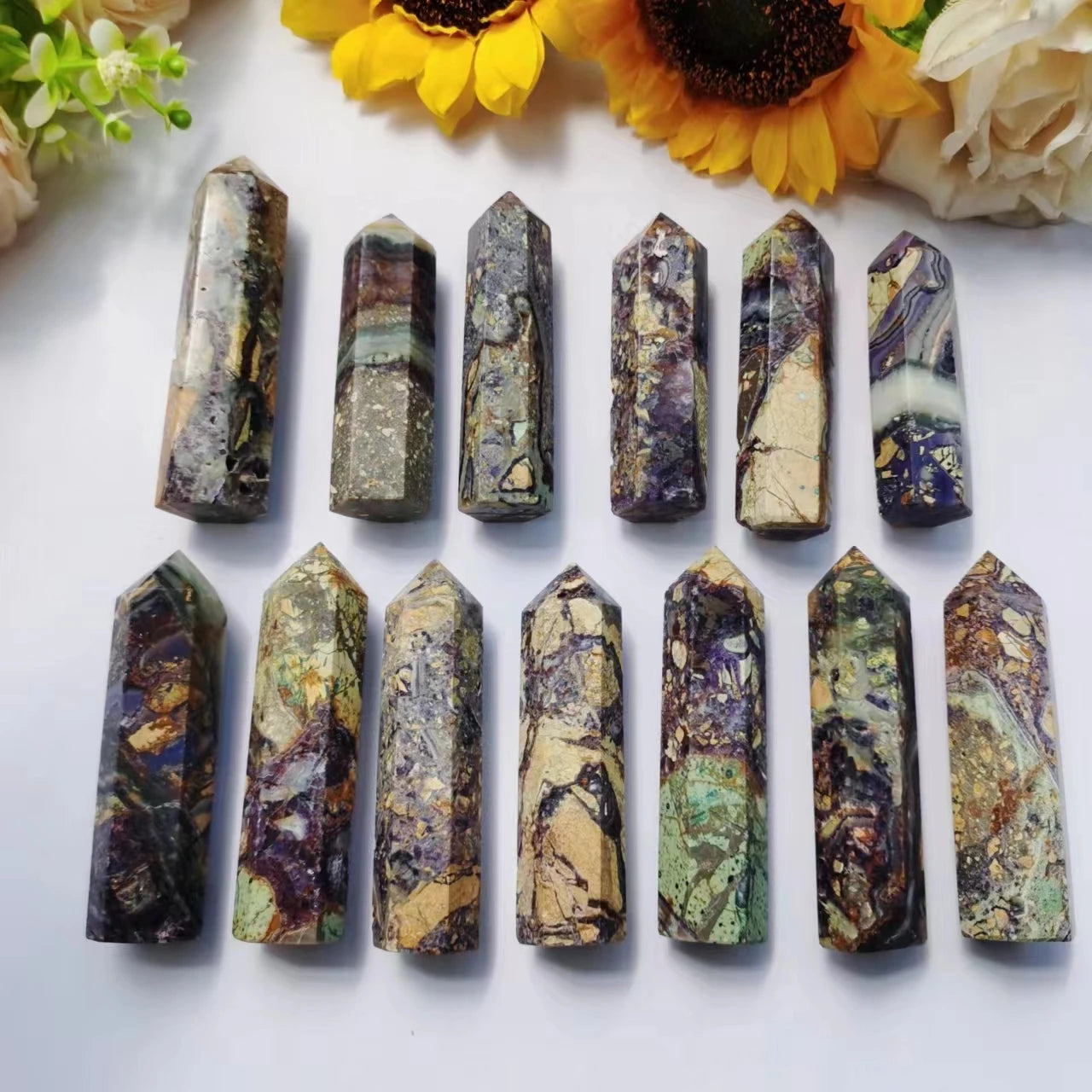 Custom Polished Natural Gemstone Crystal Tower Healing Fluorite Root Point for Home Decorations