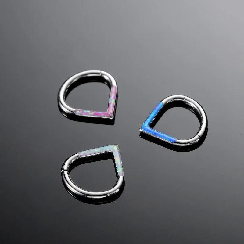 G23 Titanium Cartilage Earring Nose Septum Piercing 16G Opal Segment Ring Face Daith Body Jewelry Gold Plated Children Wedding