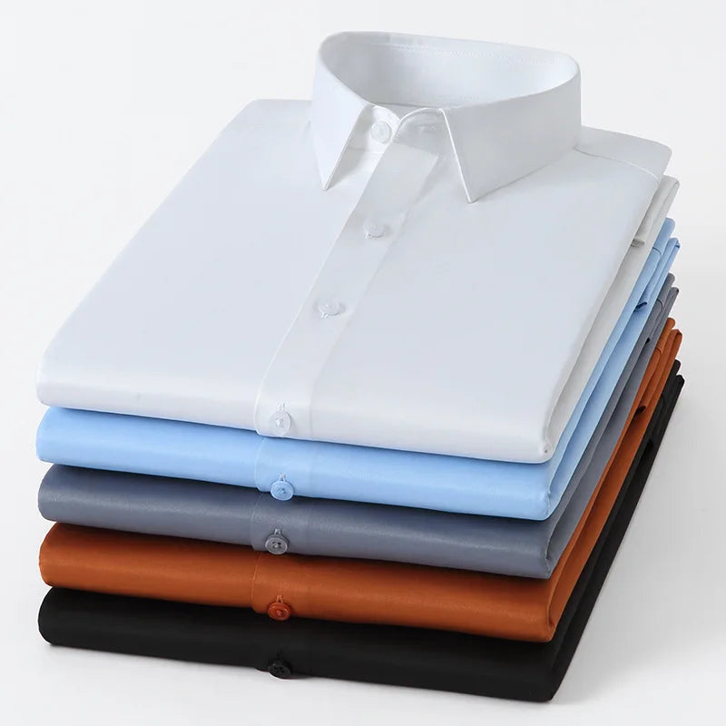 Poplin Plus Size Men's Shirts Long Sleeve Solid Mens Dress Shirts for Men Formal Work Shirt
