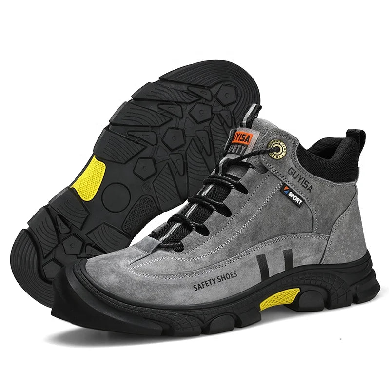GUYISA Brand Industrial Fast Delivery Safety Boots Non-slip Rubber Sole Anti-stab Anti-smash Steel Toe Safety Boots