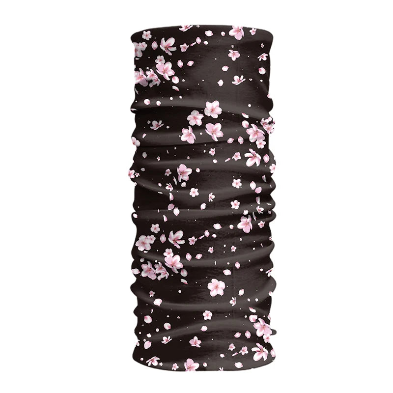 Multifunctional Peach Blossom Printed Bandana Outdoors Head Tube Seamless Face Bandana Neck Gaiter