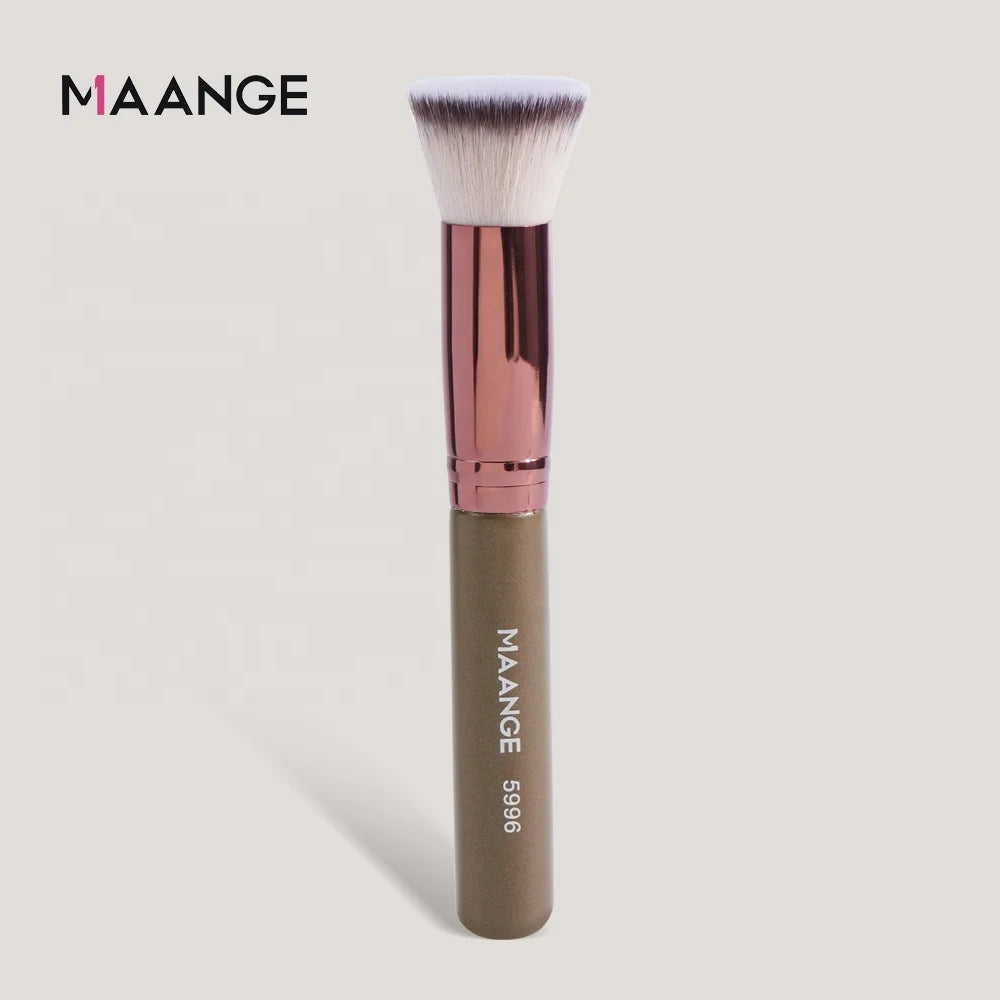 MAANGE Single Delicate Black pink Coffee Blue Gold Silver Wooden Foundation Brush with Easily Grasp Powder Function