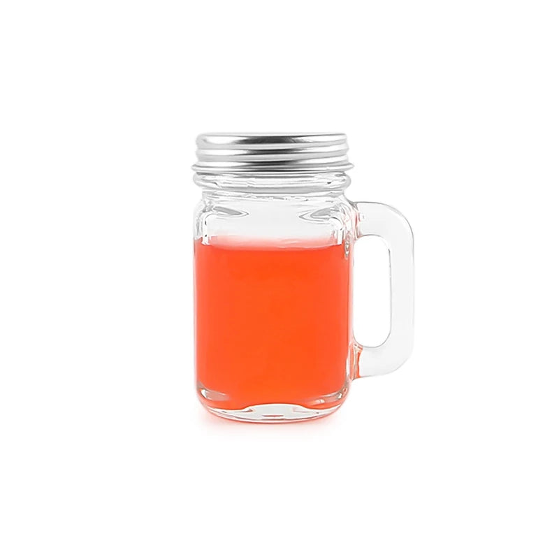 Mini 50ml 2oz Glass Mason Jar with Lid Handles Bulk Small Jar Mugs for Cold Beverages Tequila Storage Party Favors Decoration