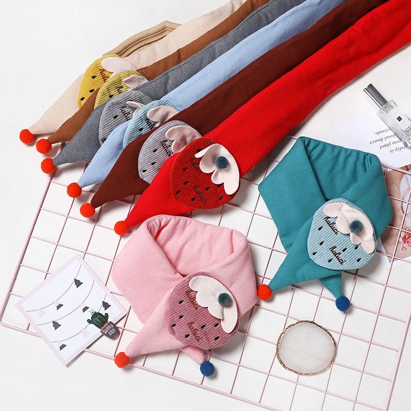 Winter New Children's Scarf Boys and Girls Outdoor Warm Fleece Cute Kids Fur Scarf Baby-Gendered