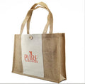 Natural Burlap Eco Friendly Jute Bag with Button Reusable Jute Bag Tote with Cotton Webbing Handle