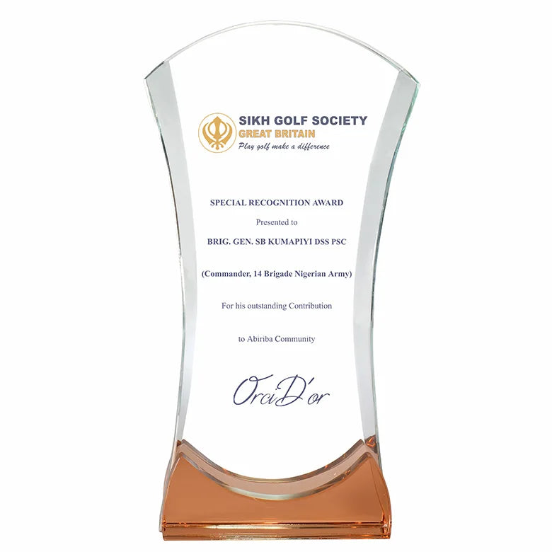 Custom Printing Crystal Glass Trophy Glass Award Plaques Trophy MH-NJ00590