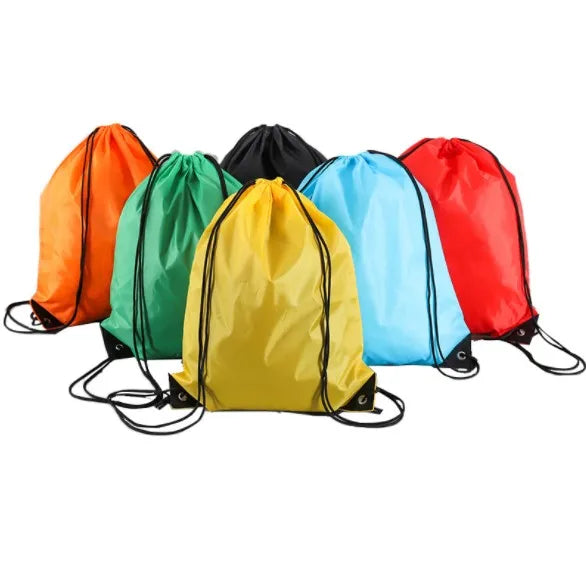 Cheap Custom Print Gym Sport Black Durable 210D Polyester Drawstring Bag