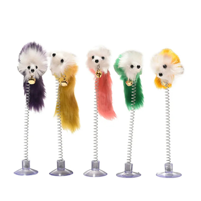 Cat Elastic Feather False Mouses Interactive Cat Pet Toy Animal Toys for Pets Teaser Cats Stick Toy