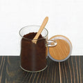 Small Home Kitchen Food Grade Customized Storage Honey Glass Jar With Wooden Lid Handmade