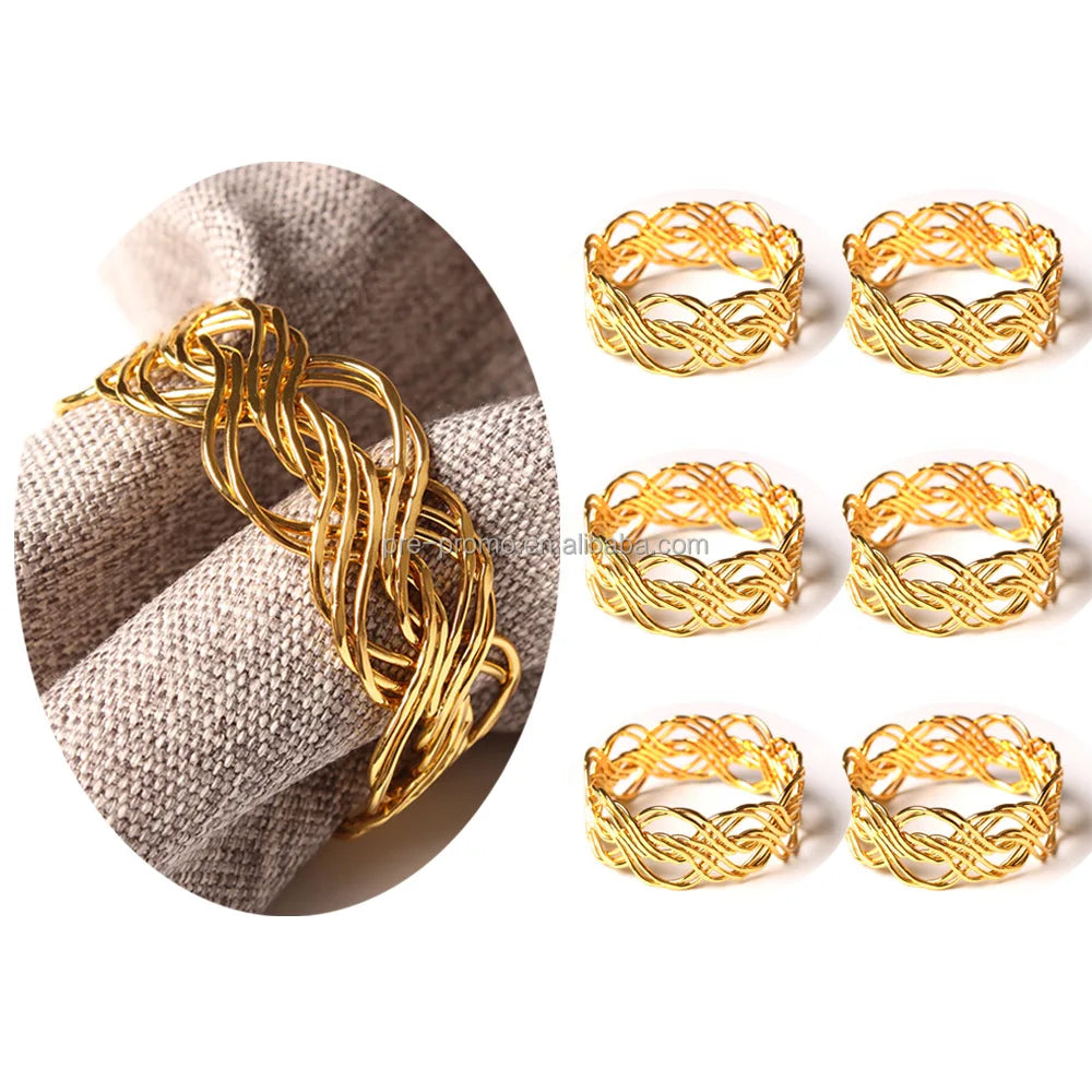 Wholesale Handmade Weaving Hotel Table Use Round Silver Gold Napkin Ring