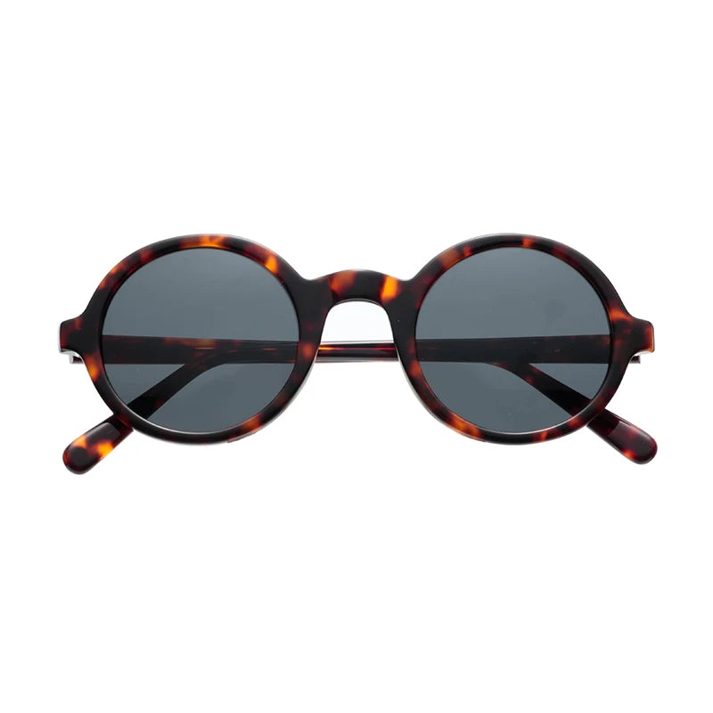 Retro Vintage Brand Polarized Men Design Round Acetate Frame Black Shade Sunglasses HJ16308