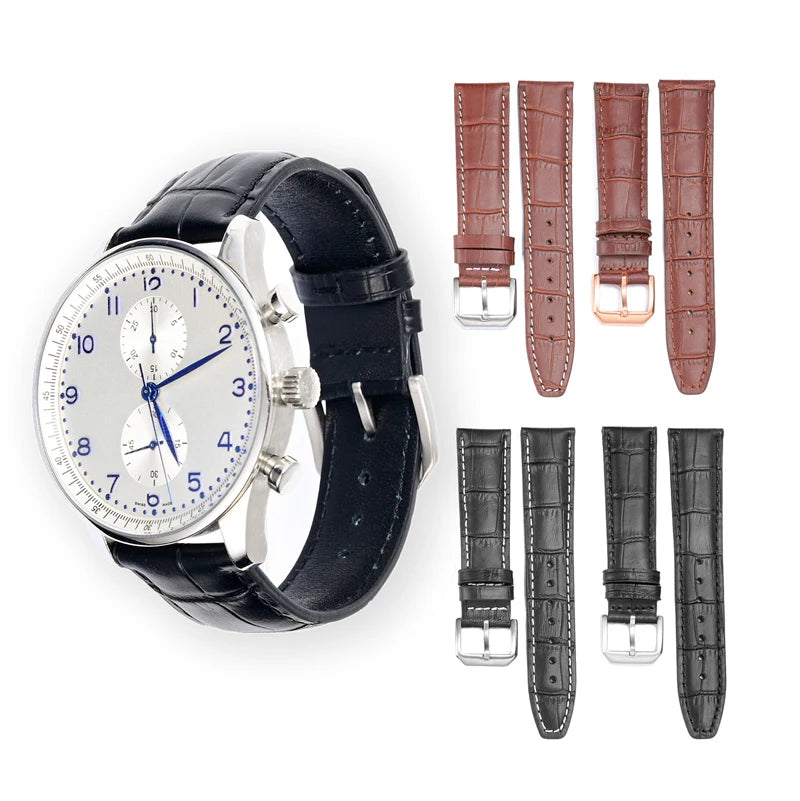 Watch Fashion Genuine Leather Watchband Full Grain Cow Leather Watch Strap for Iw-c Men's Leather Bracelet 20mm 22mm