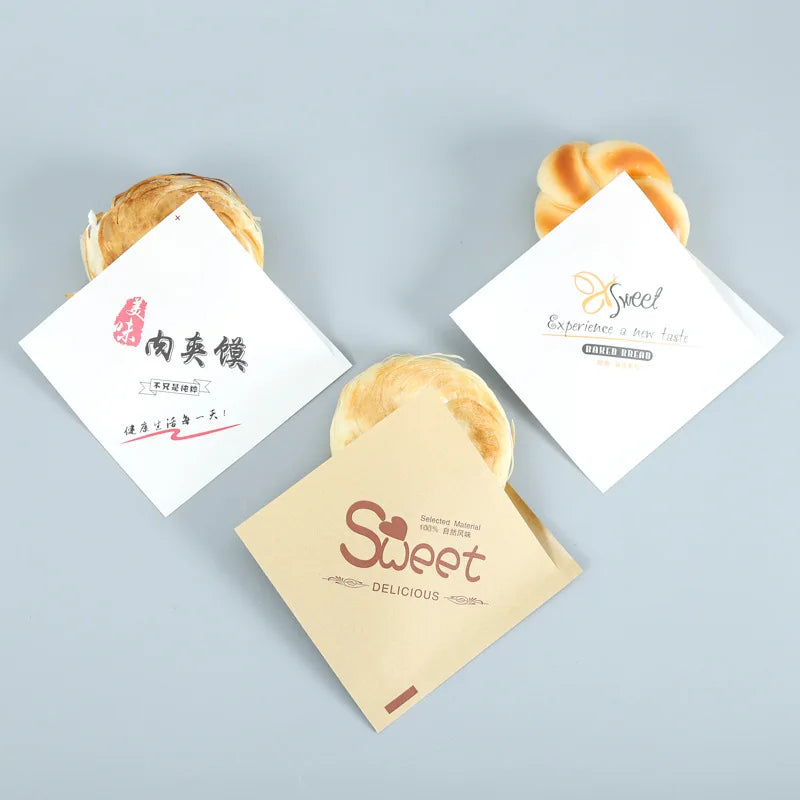Restaurant Personalized Biodegradable Kraft Paper Bread Donuts Pie Burger Fast Food Heat Seal Bag