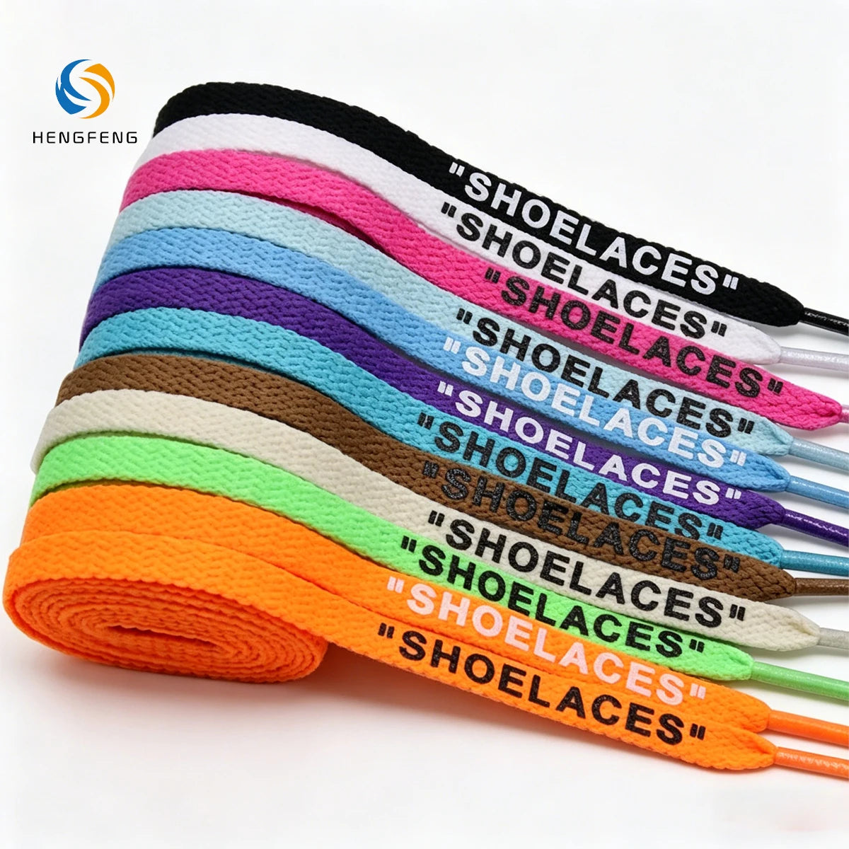 Multicolor "SHOELACES" Heat Transfer Shoelaces Custom Flat Shoelaces for Streetwear Footwear