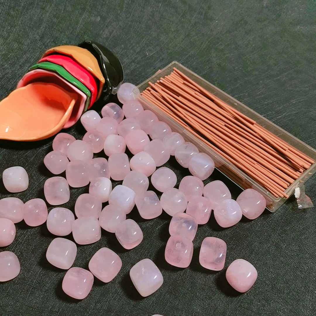 Huiying Home Decor Luxury Rose Quartz Cube Shape Cube Incense Holder Natural Crystal Holders
