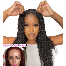 Wear and Go Colored Wavy Human Hair Wigs 5x5 hd Lace Frontal Wigs Glueless Thin HD Lace Frontal Closure Wigs for Black Women