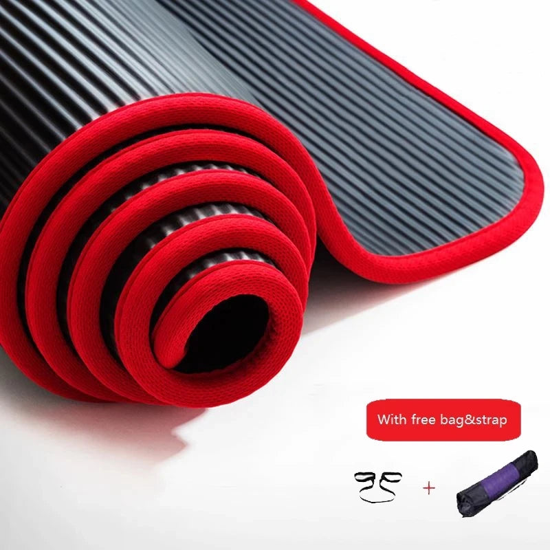 NBR 10mm Yoga Mat Non-slip 183*61cm Fitness Sports Gym Pilates Resistant Gymnastic Mats With Bag and Strap