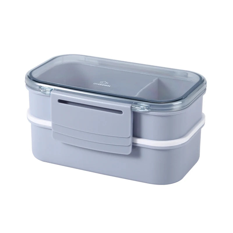Hot Sale Two-Layer Solid Color Bento Box Food Grade Plastic Factory Tableware Divided Boite for Lunch Storage