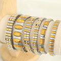 Stainless Steel Geometric Trendy Bangle Bracelet Unisex Gold Plated Rhinestone Micro Inset Elastic Wholesale