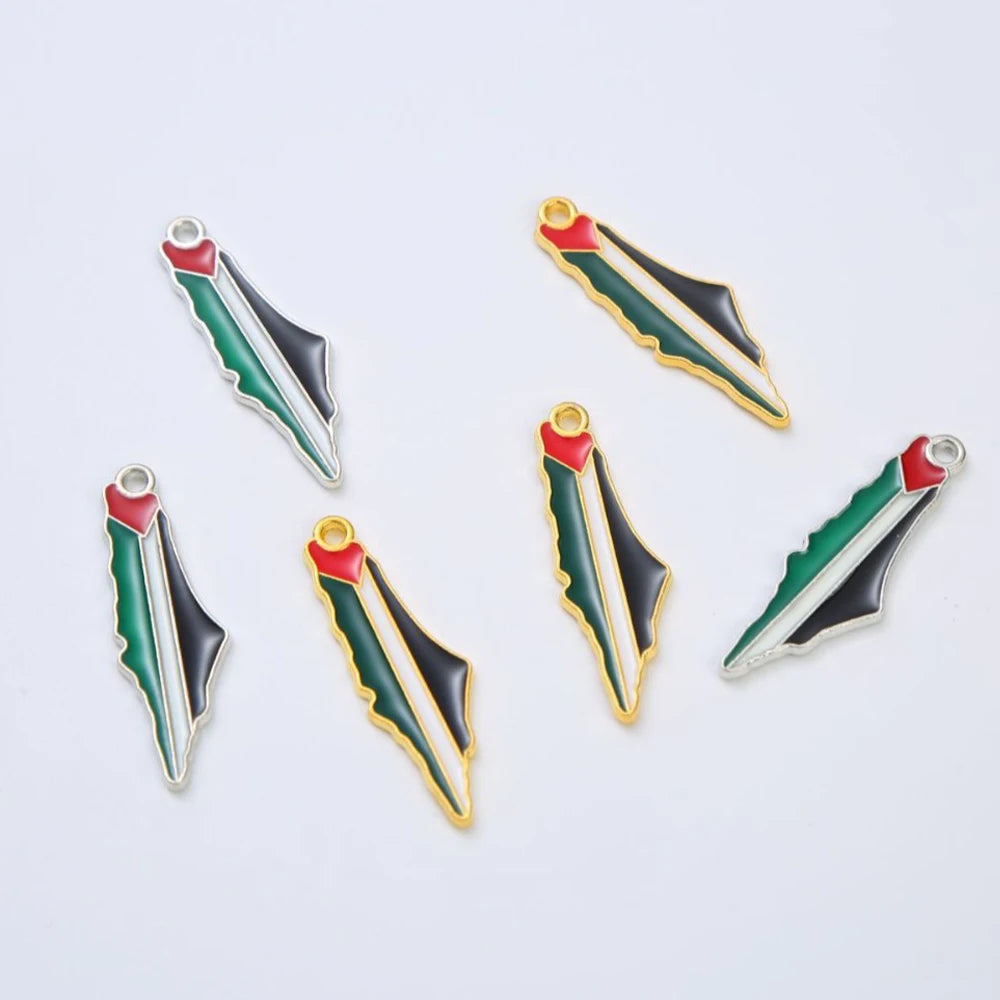 Enamel Palestine Charm Zinc Alloy DIY Jewelry Accessories Metal Parts Enameled Palestine Necklace Pendant for Jewelry Making