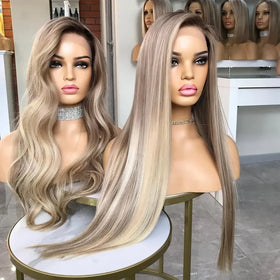 Luxury Hair Ash Platinum Blonde Color Straight Wave Virgin European Cuticle Aligned Hair HD Lace Front Wigs