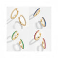 Hot Selling Stylish Color Zircon Women 18k Real Gold Geometric Buckle Huggie Earrings Jewelry Round Diamond Hoop Earring