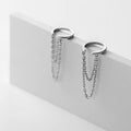 925 Sterling Silver  Double Layer Tassel Chain Round Ear Clip Earrings for Women No Pierced Earrings Christmas Gifts
